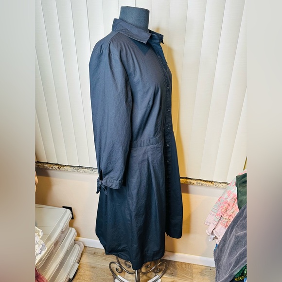 Talbots 100% Cotton Black Midi Poplin Shirtdress Size 14 - Picture 6 of 11